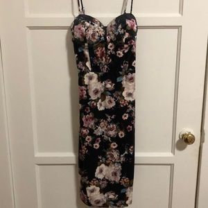 Black floral velvet dress